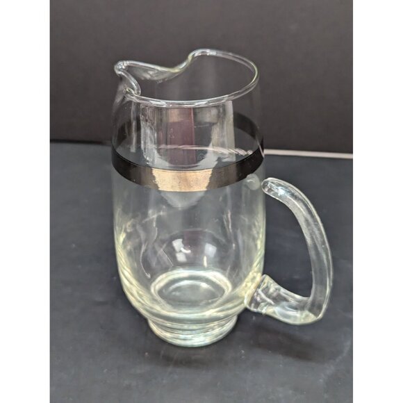 Vintage Libbey Glass Company Blown Glass Pint Pitcher with Platinum Band - Picture 8 of 8